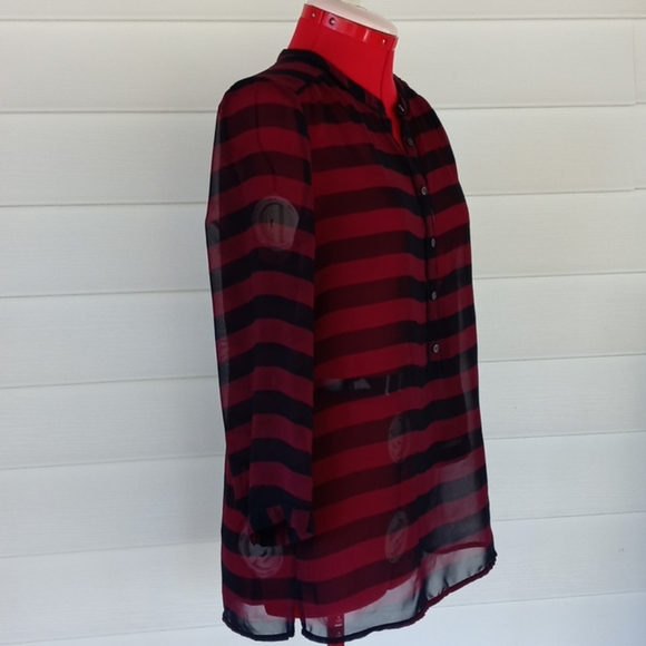 Banana Republic Striped Stand Collar Blouse Sz S - Picture 4 of 9